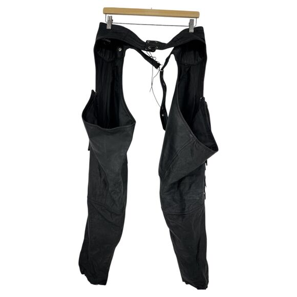Allstate Leather chaps Black Fringe Size XL unisex lined buffalo - Picture 4 of 16